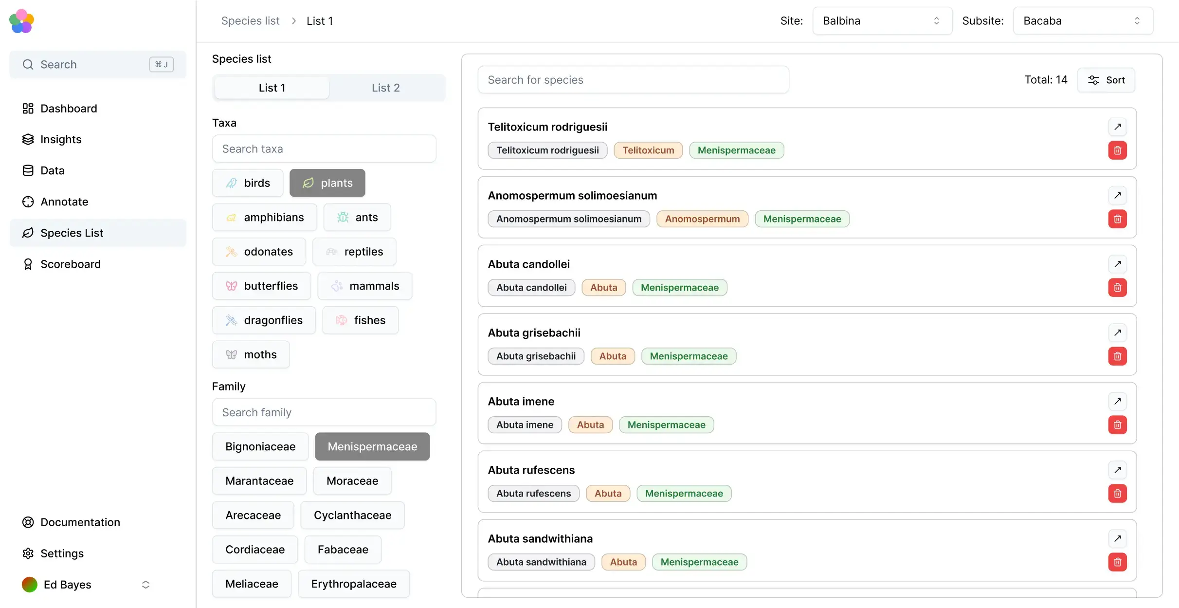 A preview of the Database web app